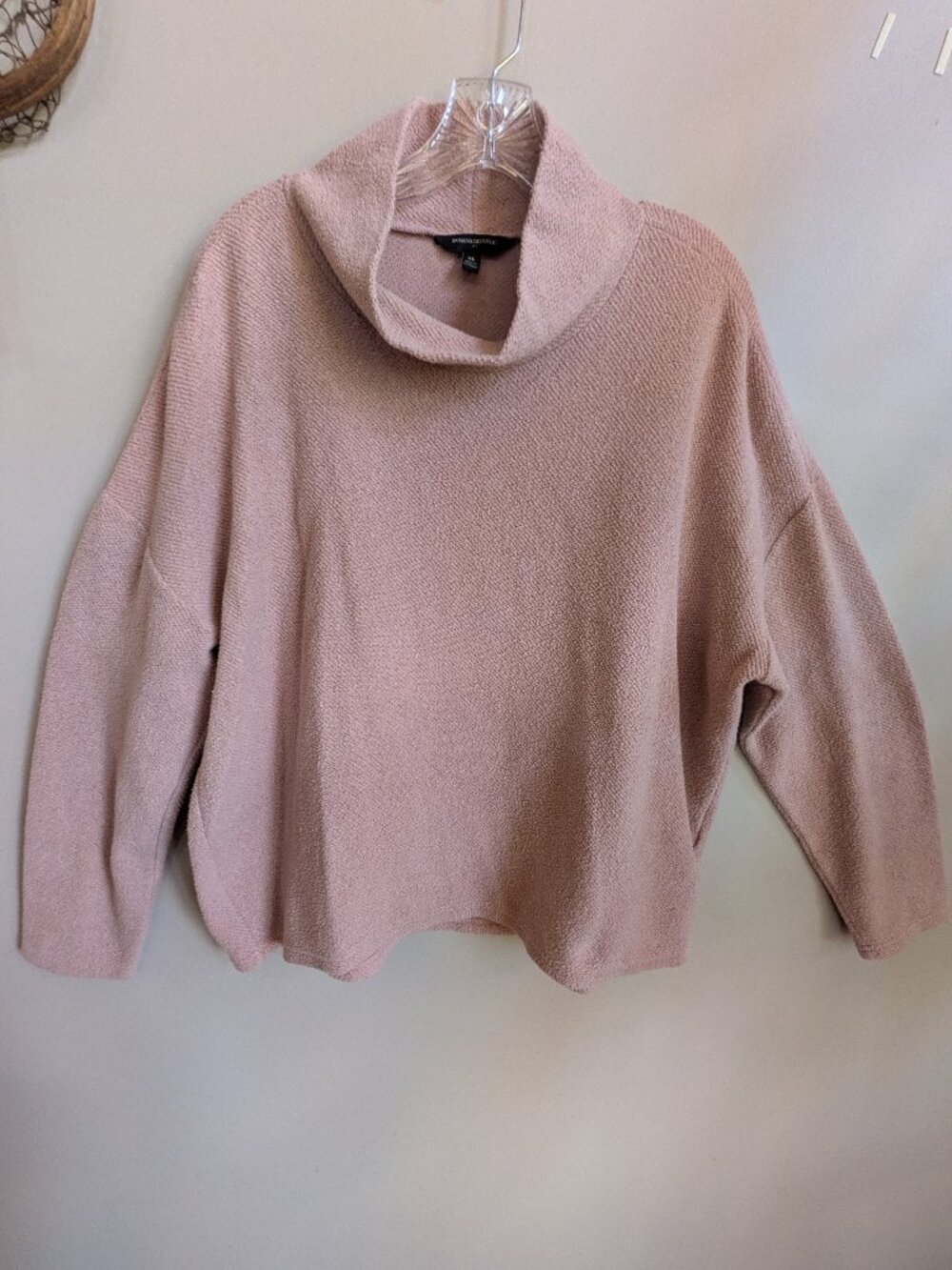 Banana Republic pink textured cowl neck sweater size XL cotton blend #755